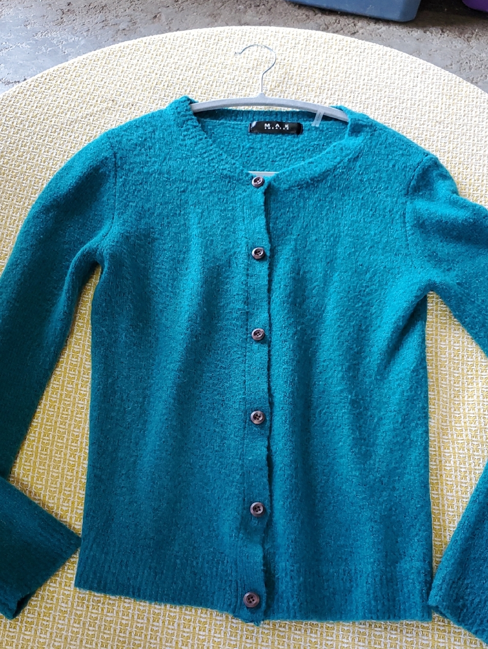 M.A.S. Teal Button-Front Women's Crewneck Sweater